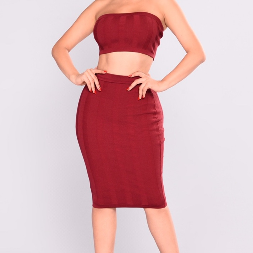 Fashion Nova Maroon Two Piece Set